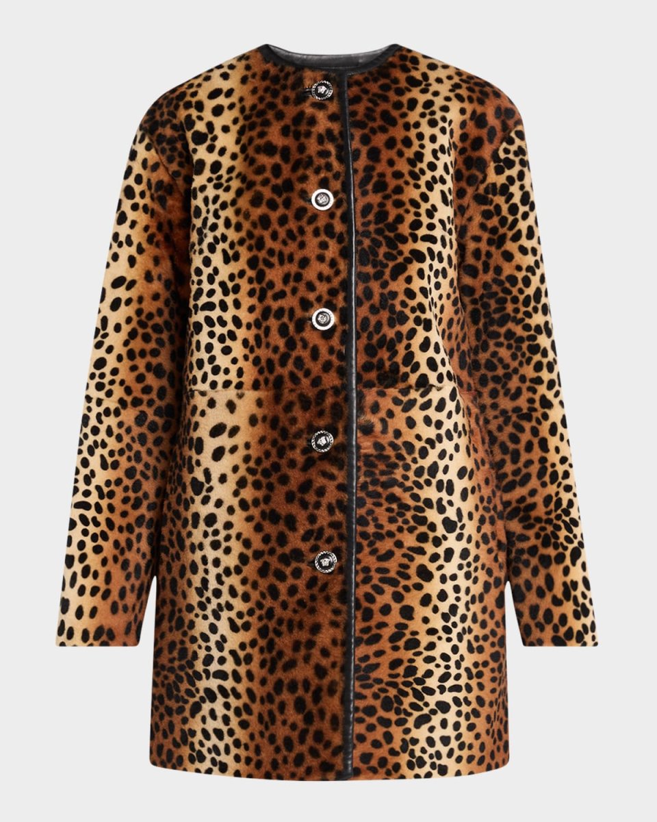Leopard-Print Sheep Shearling Peacoat